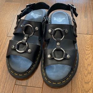 Dr Marten black leather buckle sandals. Men’s size 11